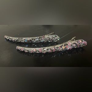 Rhinestone Pink & Purple Alligator Hair Clips
